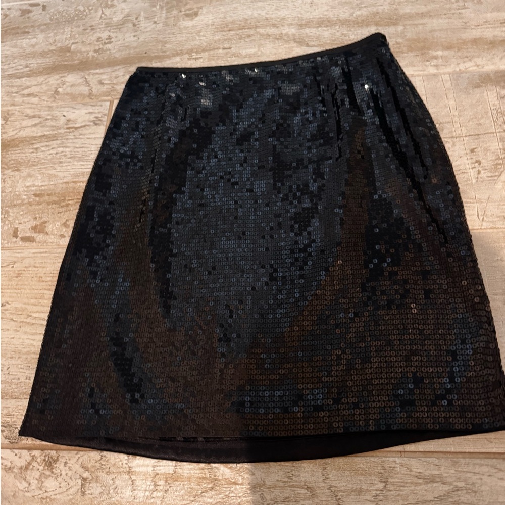 Ann Taylor Black Sequin Mini Skirt Size 2